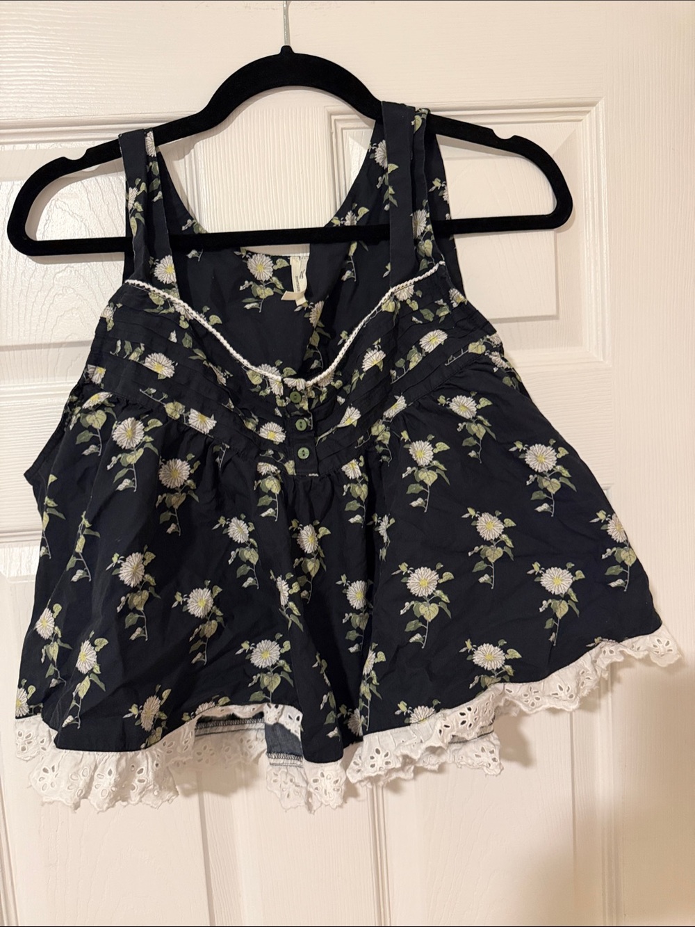 Anthropologie Navy Floral Lace-Trim Pajama Shorts and Too - Picture 2 of 14